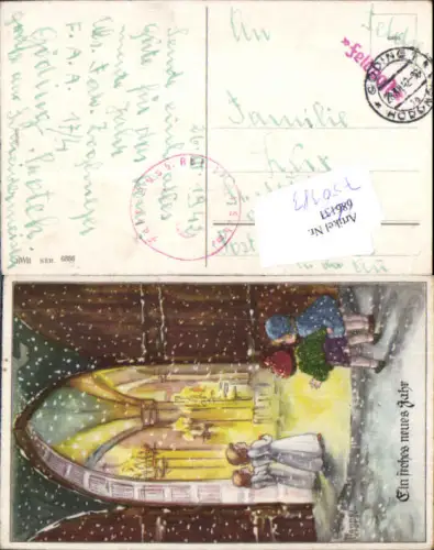 750383 Künstler AK Hannes Petersen Neujahr Kinder Kirche Feldpost St. Peter in der Au