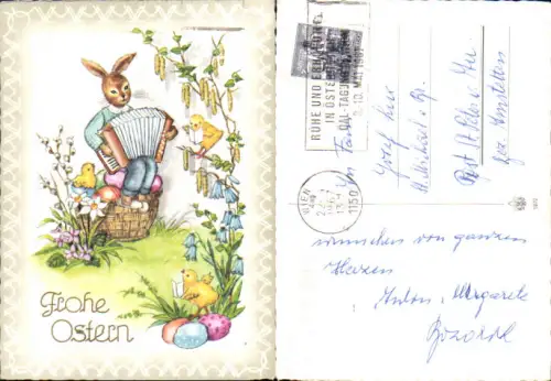 750545 tolle AK Ostern Osterhase vermenschlicht Ziehharmonika