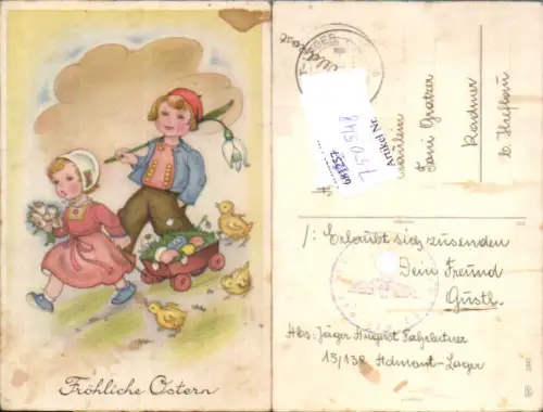 750548 Ostern Kinder Küken Feldpost Admont-Lager Gebirgsjäger Ers. Reg. 138