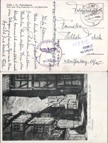 750626 Künstler AK Fritz Bötel-Celle Celle in H. Kalandgasse Feldpost Nebeltruppenschule