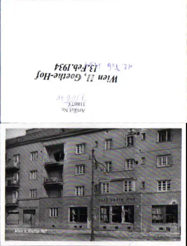 750670 Repro Wien Leopoldstadt Goethe-Hof 1934 Cafe Bürgerkrieg
