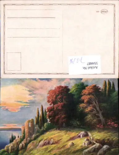 750896 Künstler AK G. Fiebiger Greece Bäume Herbst Meer pub Amag 433