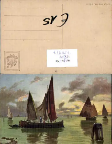 750977 Künstler AK Fischerboote Segelboot Meer Fischer Theo Stroefer 1608