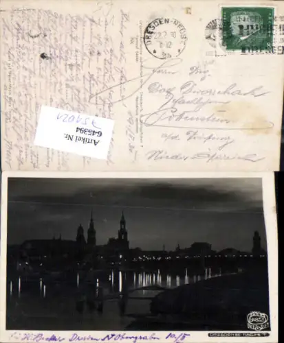 751021 seltene Foto-AK Dresden bei Nacht pub Walter Hahn 5482