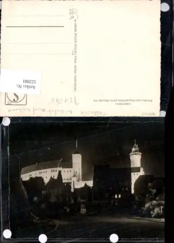 751045 Nürnberg Albrecht Dürrer Platz bei Nacht Burg 1945