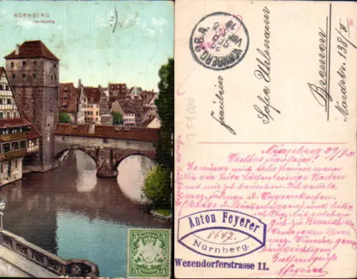 751066 Nürnberg Henkersteg Stempel Anton Feyerer