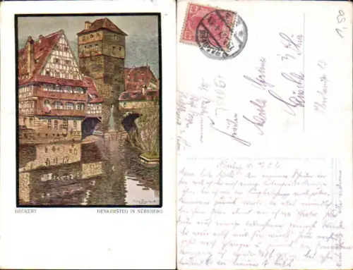 751067 tolle Künstler AK Beckert Nürnberg Henkersteg