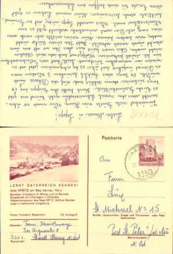 751118 Postkarte Afritz Stempel Haag n. St. Michael am Bruckbach St. Peter in der Au