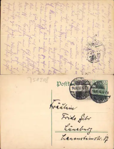 751208 Stempel Soltau Hannover n. Lüneburg 1916 Postkarte Ganzsache