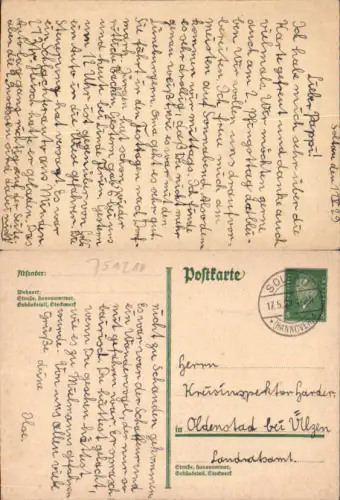 751210 Stempel Soltau Hannover n. Oldenstadt b. Uelzen Ganzsache