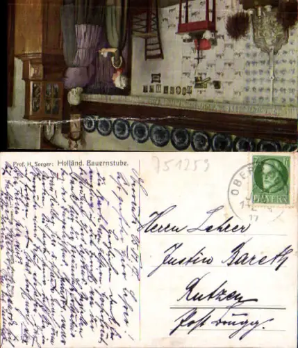 751253 Stempel Oberreute Lindau n. Brugg Gestratz H. Seeger Bauernstube