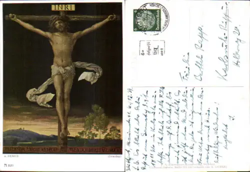 751260 Künstler AK A. Dürer Jesus am Kreuz Religion Ackermann 3131