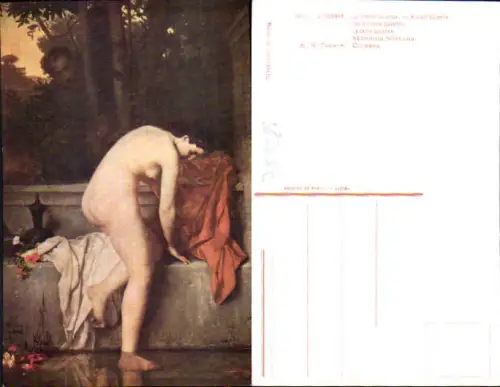 751284 Künstler AK J.J. Henner Akt Nackte Frau Erotik Rückenakt