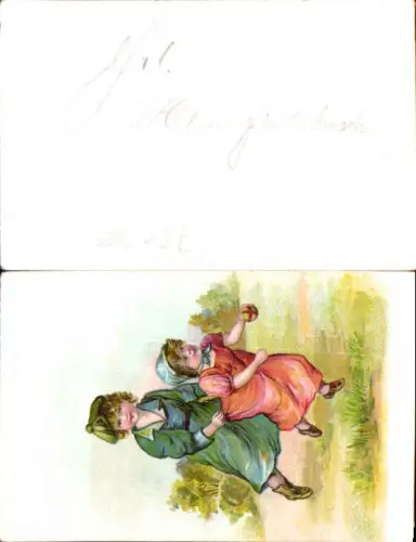 751300 Künstler Lithographie Kinder spielen Ball Mädchen Kleid