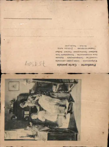751301 Künstler AK Mutter Kind betet Stube Mädchen beten