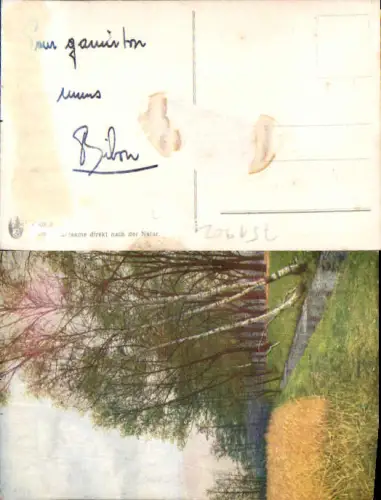 751302 Künstler AK Birken Bäume Bach Landschaft beschädigt