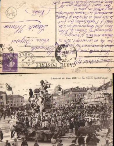 751402 Carnaval de Nice Nizza Alpes Maritimes Karneval 1928 La Girafe