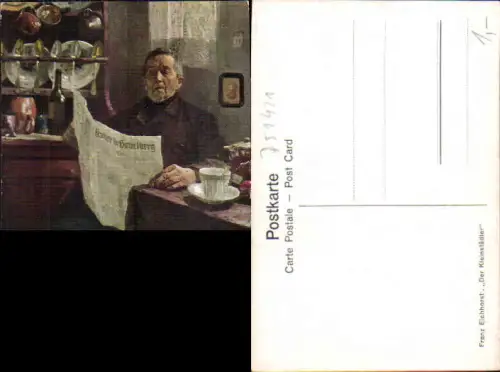 751421 Künstler AK Franz Eichhorst Mann liest Zeitung lesen Havelland Kurier