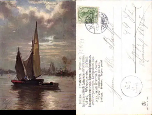 751424 Künstler AK Fritz Bayerlein Segelboot Boot Stp. Kiel Gaarden