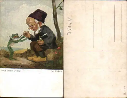 751438 Künstler AK Paul Lothar Müller Zwerg Frosch vermenschlicht