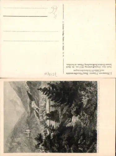 751470 J. Neumann Radierung Burg Neuschwanstein b. Füssen Hohenschwangau Schwangau