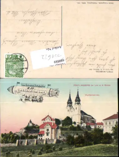 751622 seltene AK Linz an der Donau Pöstlingberg Luftschiff Zeppelin Z99 gezeichnet