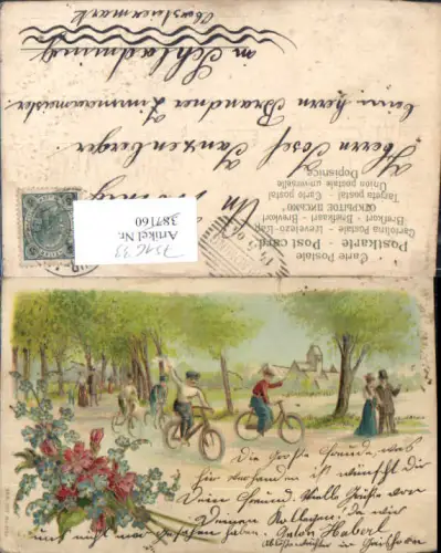 751633 Präge Lithographie Radfahrer Fahrrad Radfahren Fahrräder