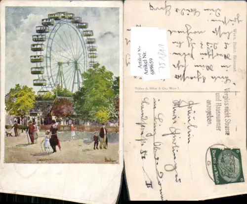 751811 Künstler AK Wien Leopoldstadt Prater Riesenrad