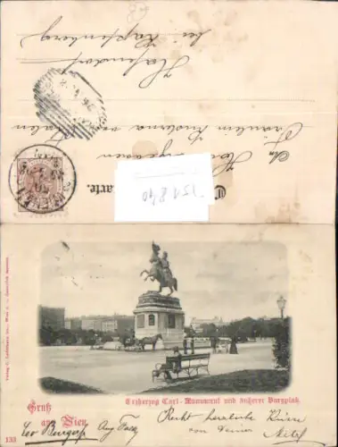 751840 Gruß aus Wien Erzherzog Carl Monument Burgplatz 1899 Ledermann