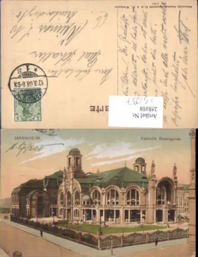 752237 Mannheim Festhalle Rosengarten 1908
