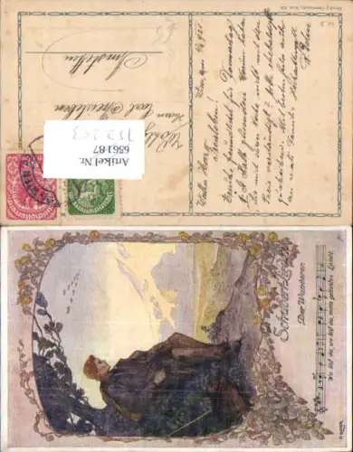 752253 Künstler AK O. Elsner Schubertlieder Wanderer Liedkarte
