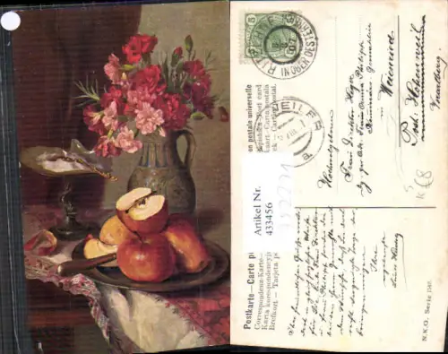 752271 Stillleben Obst Apfel Äpfel Blumen gel Hohenweil Weienried Stp. Ritzlhof