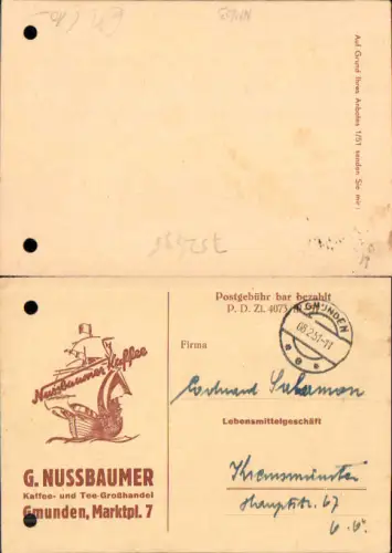 752435 G. Nussbaumer Gmunden am Traunsee Kaffee n. Kremsmünster