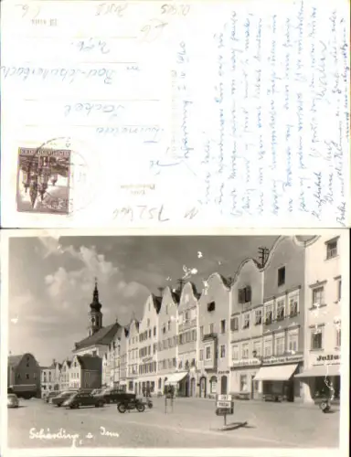 752466 Foto-AK Schärding am Inn Hauptplatz VW Käfer