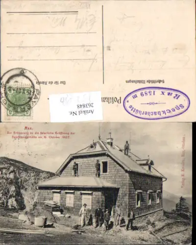 Rax Reichenau Erinnerung Eröffnung Speckbacherhütte 1907 Payerbach