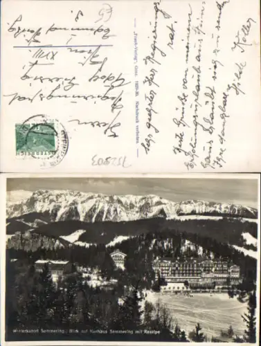 752903 Semmering Kurhaus m. Rax Raxalpe
