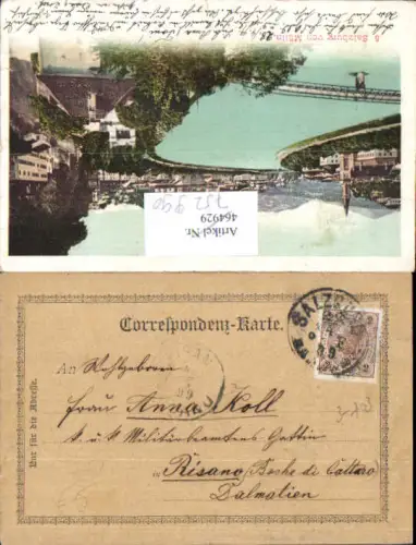 752990 Salzburg Mülln n. Stempel Salzburg n. Risano Boche di Cattaro Kotor Dalmatien