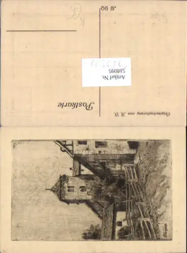 753312 Originalradierung Radierung R.B. Bürglen Uri Schweiz