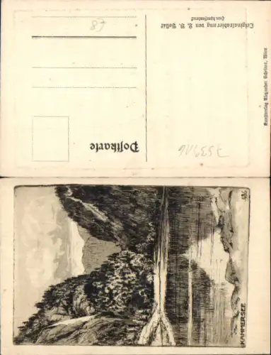 753316 Radierung L.B. Pollak Kammersee Aussee Liezen