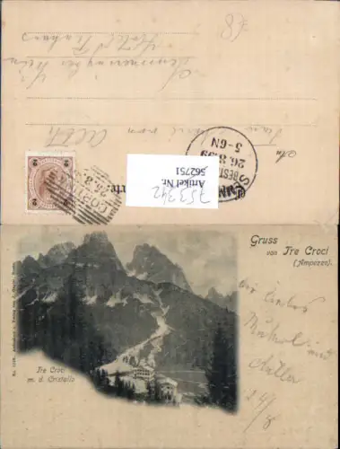 753342 Tre Croci Cortina Ampezzo Cristallo 1898 gel Panhans Semmering