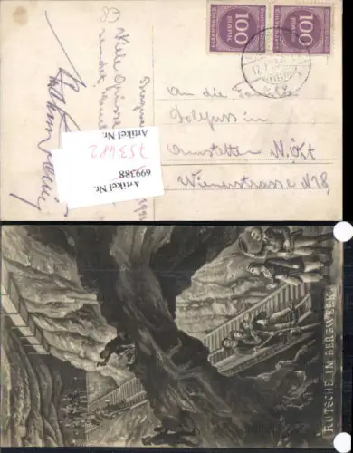753482 Künstler AK Bergbau Rutsche im Bergwerk