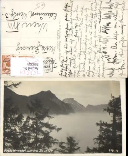 753521 tolle Foto-AK Ebensee Traunkirchen am Traunsee im Nebel pub Greifeneder