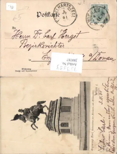 753593 Wien Erzherzog Karl Denkmal Stp. Engelhartszell pub Ledermann 5222