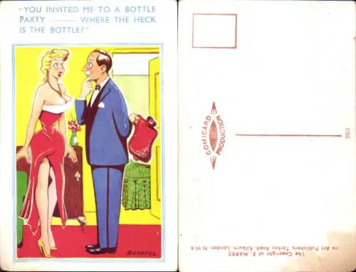 753965 Künstler AK Scherz Humor Bashfull Erotik Mann E. Marks Comicard