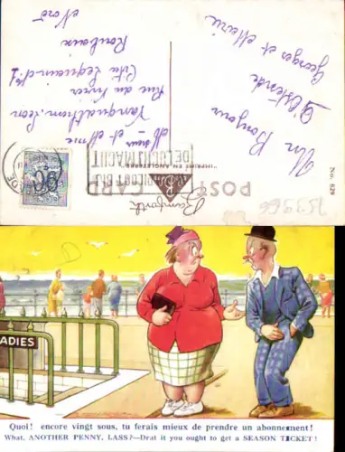 753966 Künstler AK Scherz Humor D. Tempest Strand Ehepaar