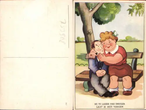 753968 Künstler AK Scherz Humor Liebe Mann Dicke Frau
