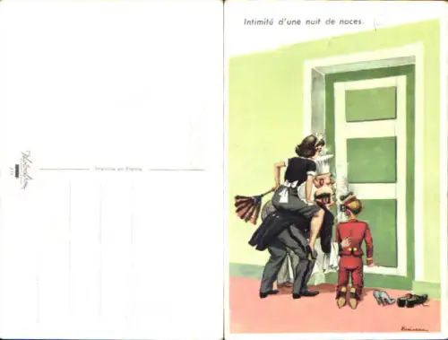 753971 Künstler AK Scherz Humor Schlüsselloch Spanner Hotel Putzfrau
