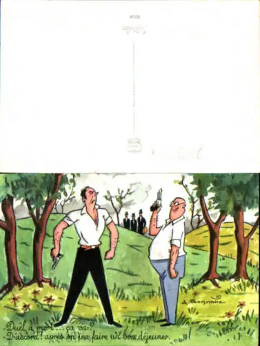 753974 Künstler AK Scherz Humor Männer pistolen Pistole Duel
