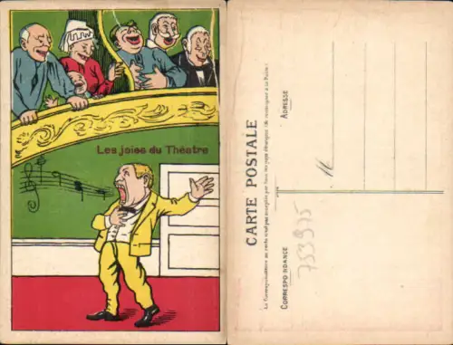 753975 Künstler AK Scherz Humor Mann singt Les joies du Theatre