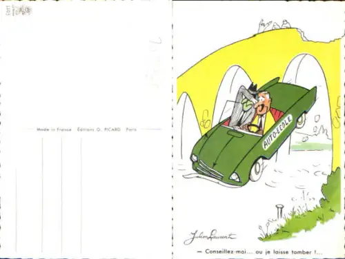 753980 Künstler AK Scherz Humor Julien Laurent Auto Unfall